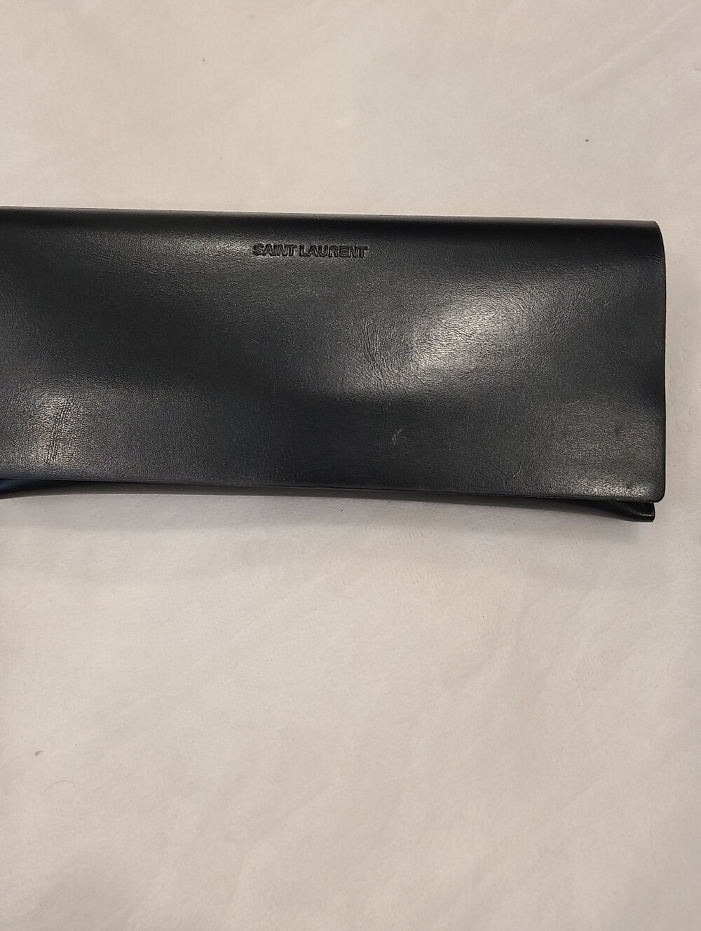 Saint Laurent Black Leather Glasses Case